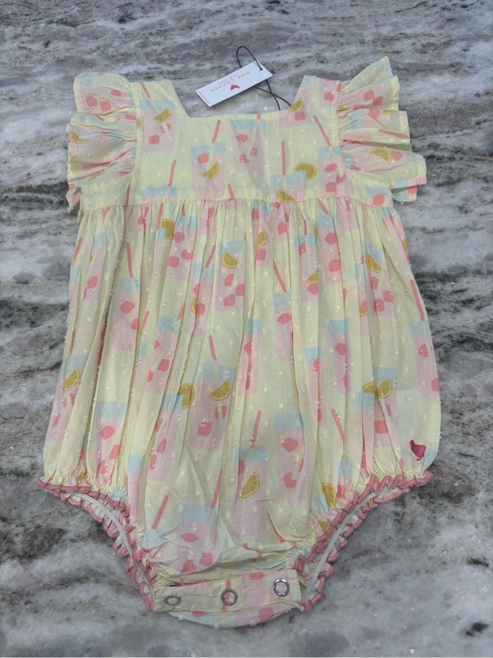 Pink Chicken Elsie Bubble Romper Pink Lemonade